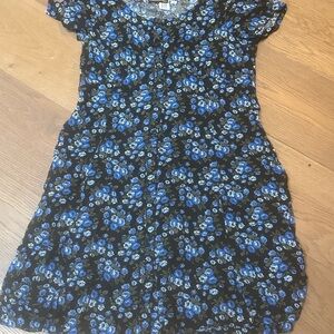 GAP Black Dress with Blue Floral Pattern